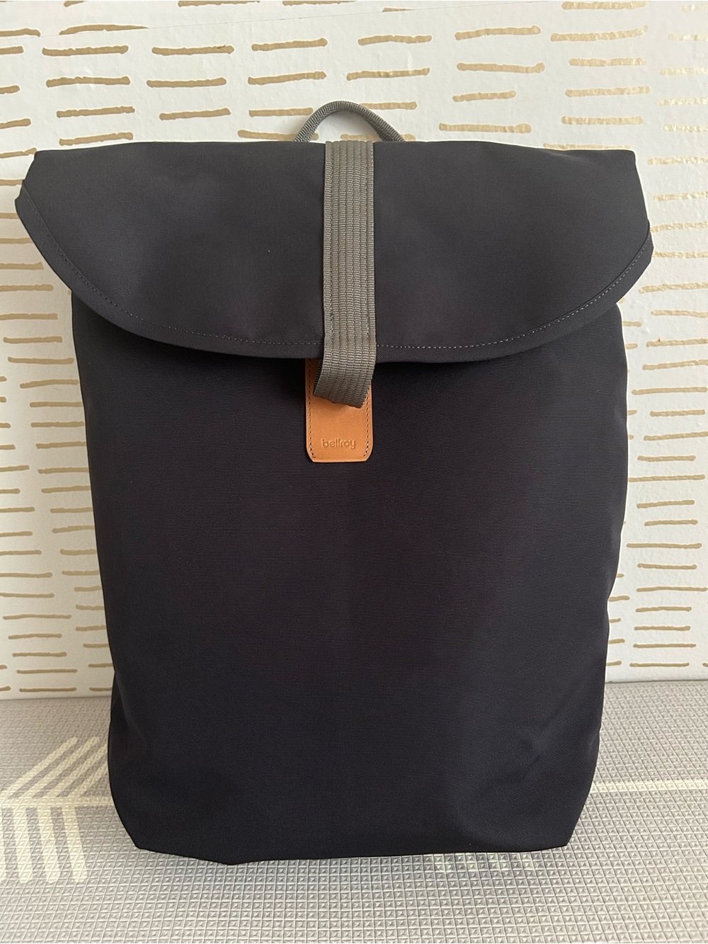 Bellroy Backpack Black Canvas Leather Trim Laptop Travel Work Bag